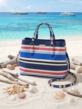 ⚓️🏝️Kate Spade Laurel Way Evangelie Stripe Satchel - Nautical Cruise✨